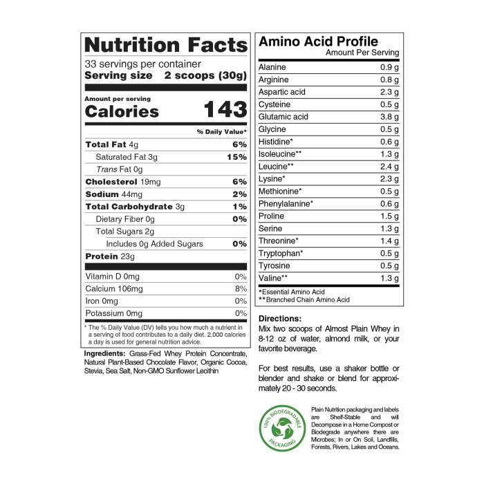 Wey protein powder triple chocolate nutrition facts